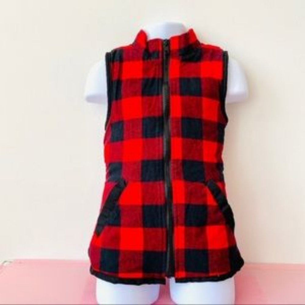 Buffalo Check Sherpa Cotton Lined Zip Up Vest